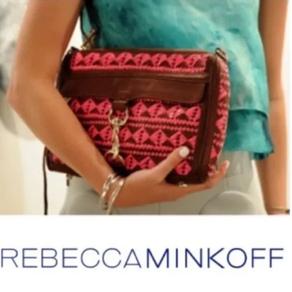 Rebecca Minkoff Handbags - NEW Rebecca Minkoff  MAC Chocolate/Pink woven Bag/ clutch,  CB2009